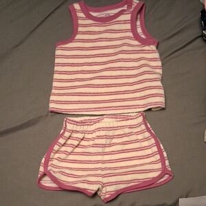 Pink and White Striped Tank and Shorts Set